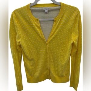 J. Crew Caryn Cardigan Yellow Polka Dot Sweater Cardigan Sz S adorable! EUC